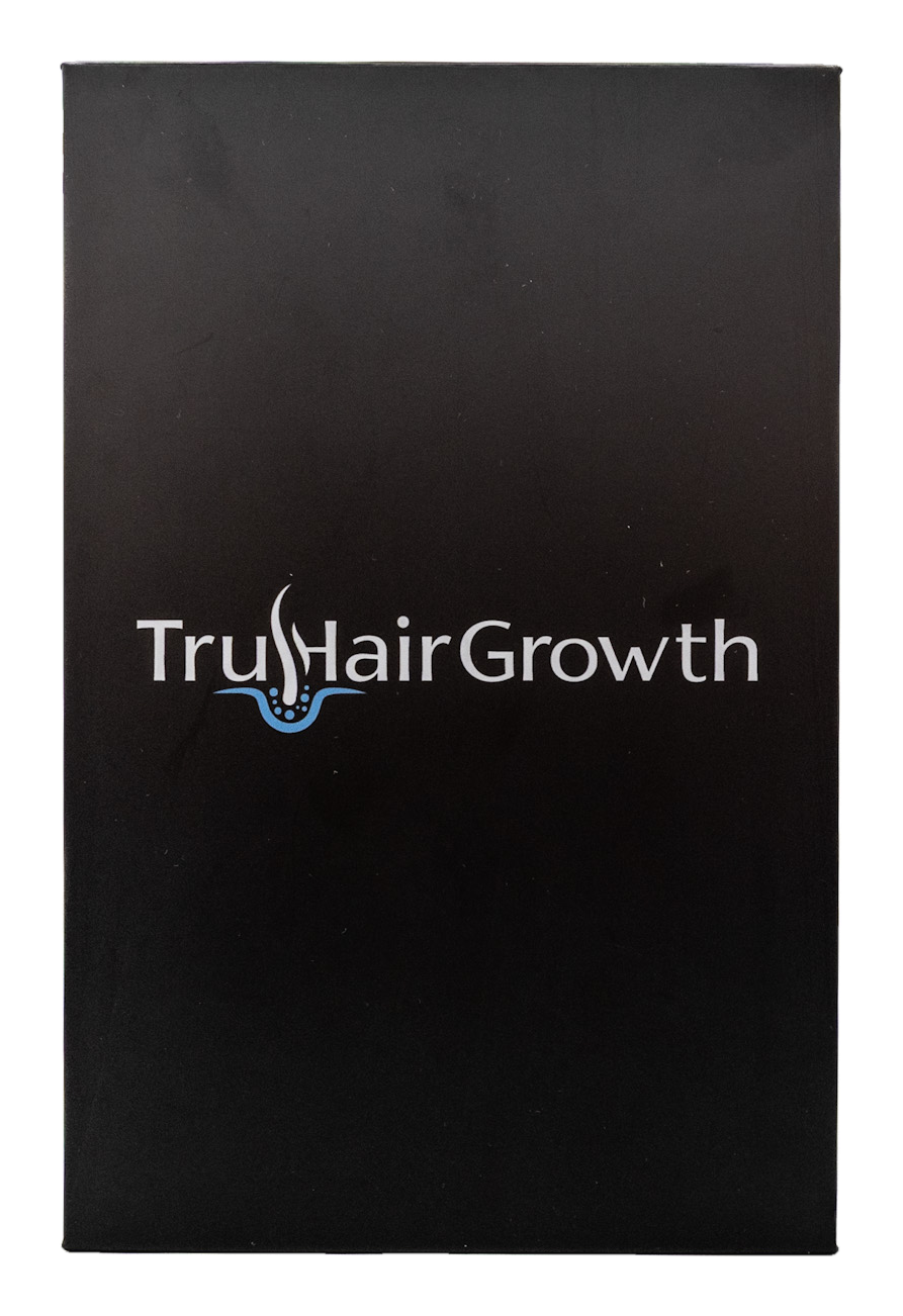 The Tru Hair Growth Kit, a matte black gift box